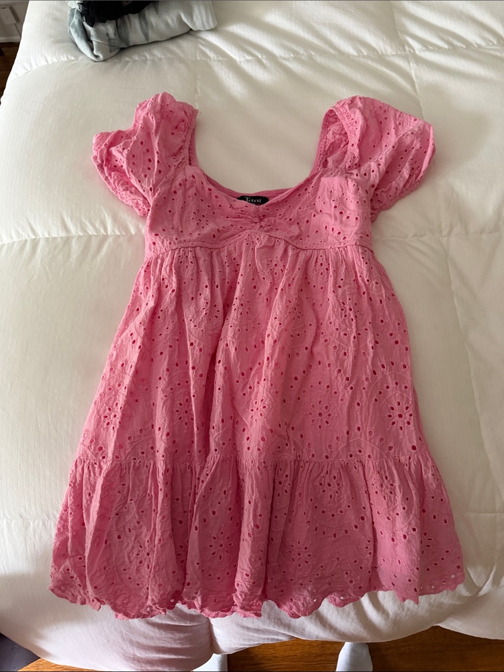 Trixxi Pink Eyelet Cotton Casual Dress for Girls